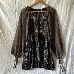 Free People minidress with puff long sleeves